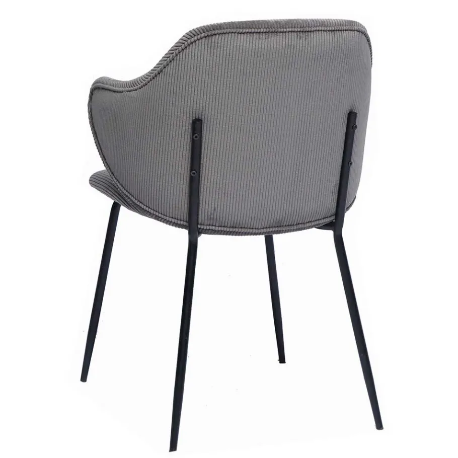 Discount Wohnen Cord Polsterstuhl in Grau - Inesse (2er Set)