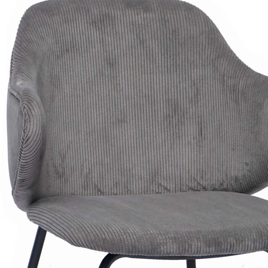 Discount Wohnen Cord Polsterstuhl in Grau - Inesse (2er Set)