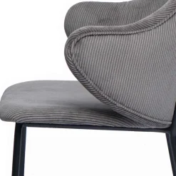 Discount Wohnen Cord Polsterstuhl in Grau - Inesse (2er Set)