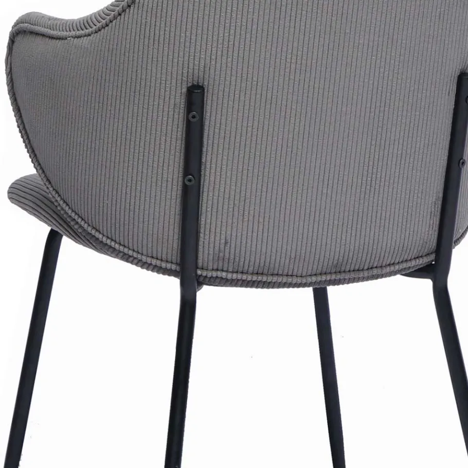 Discount Wohnen Cord Polsterstuhl in Grau - Inesse (2er Set)