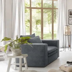 Outlet Wohnen Cord Sessel in Anthrazit - Ruffos