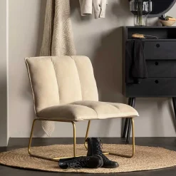 Hot Wohnen Cord Wohnzimmerstuhl in Beige - Velsamos