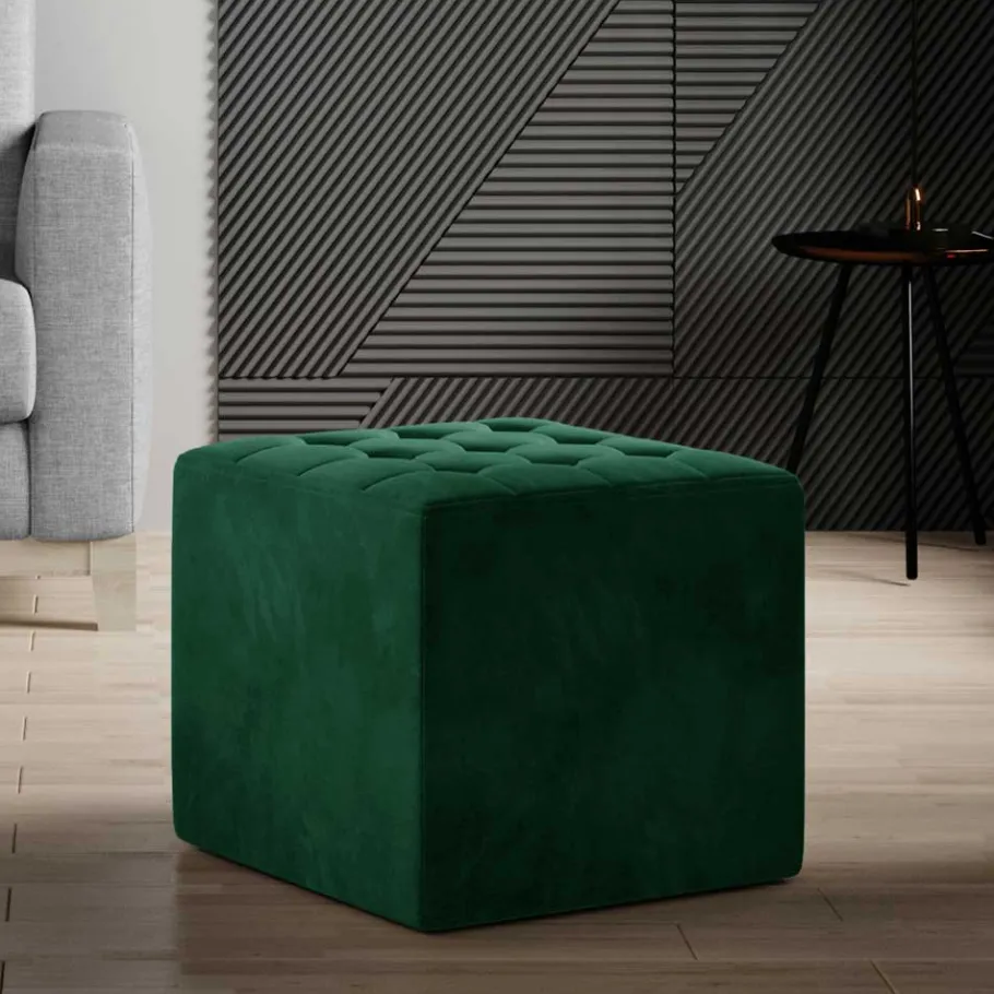 New Wohnen Couchhocker aus Samt in Grün - Krystof