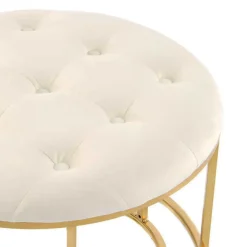 New Wohnen Couchhocker Set in Cremeweiß mit Gold - Gauri (zweiteilig)