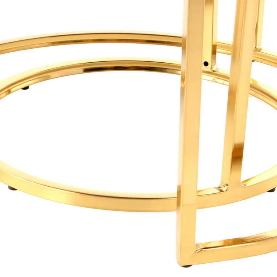 New Wohnen Couchhocker Set in Cremeweiß mit Gold - Gauri (zweiteilig)
