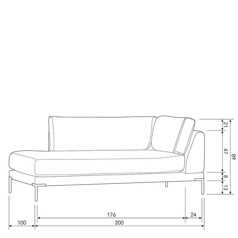 New Wohnen Couchmodul Lounge rechts in Hellgrau - Horedion