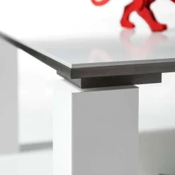 New Wohnen Couchtisch auf Rollen in Weiß Hochglanz mit Alu - Erminia