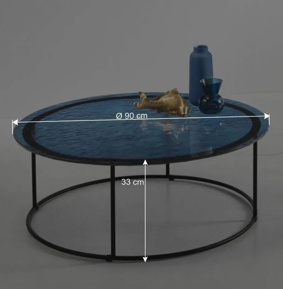 Hot Wohnen Couchtisch in Blau Strukturglas - Neive