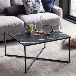New Wohnen Couchtisch in Marmor Optik Schwarz - Castawa
