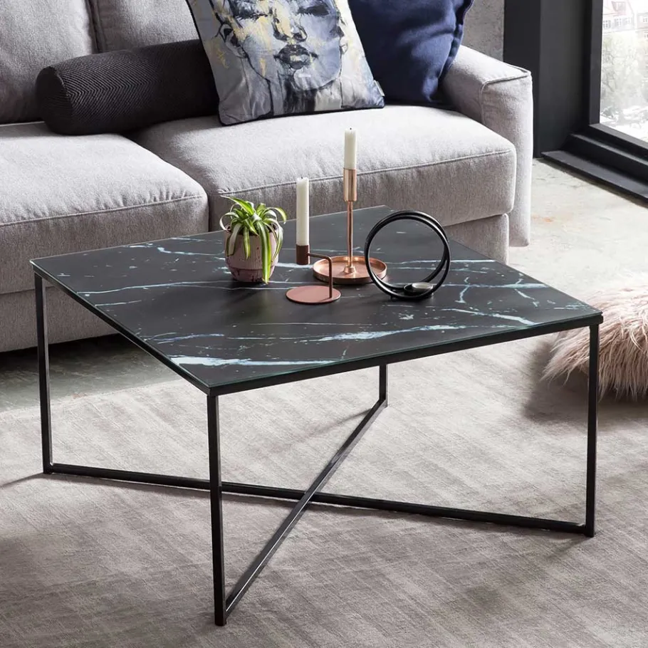 New Wohnen Couchtisch in Marmor Optik Schwarz - Castawa