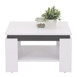 Outlet Wohnen Couchtisch in Weiß mit Anthrazit - Blacky