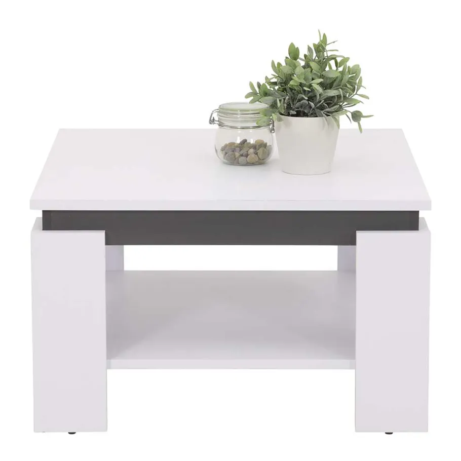Outlet Wohnen Couchtisch in Weiß mit Anthrazit - Blacky
