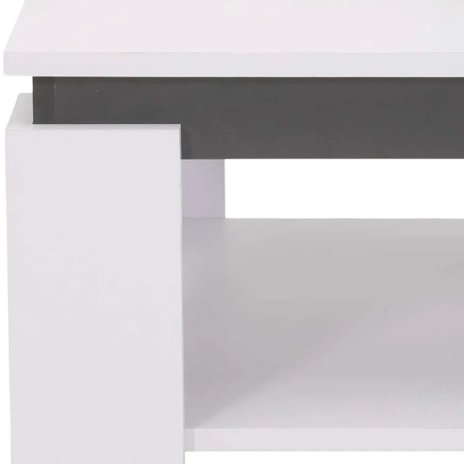 Outlet Wohnen Couchtisch in Weiß mit Anthrazit - Blacky
