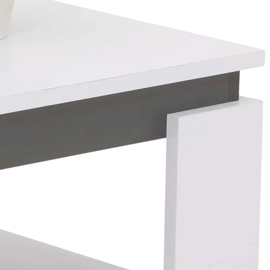 Outlet Wohnen Couchtisch in Weiß mit Anthrazit - Blacky