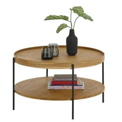 New Wohnen Couchtisch mit Ablage in Eiche Furnier - Abazi