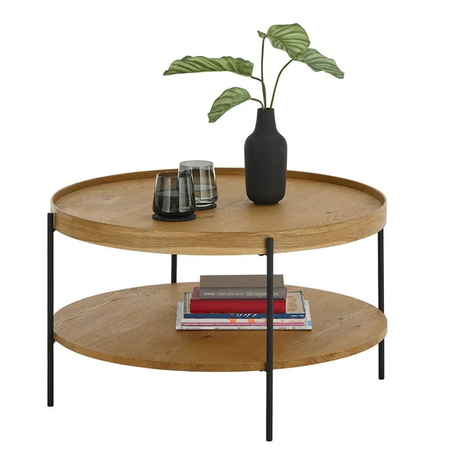 New Wohnen Couchtisch mit Ablage in Eiche Furnier - Abazi