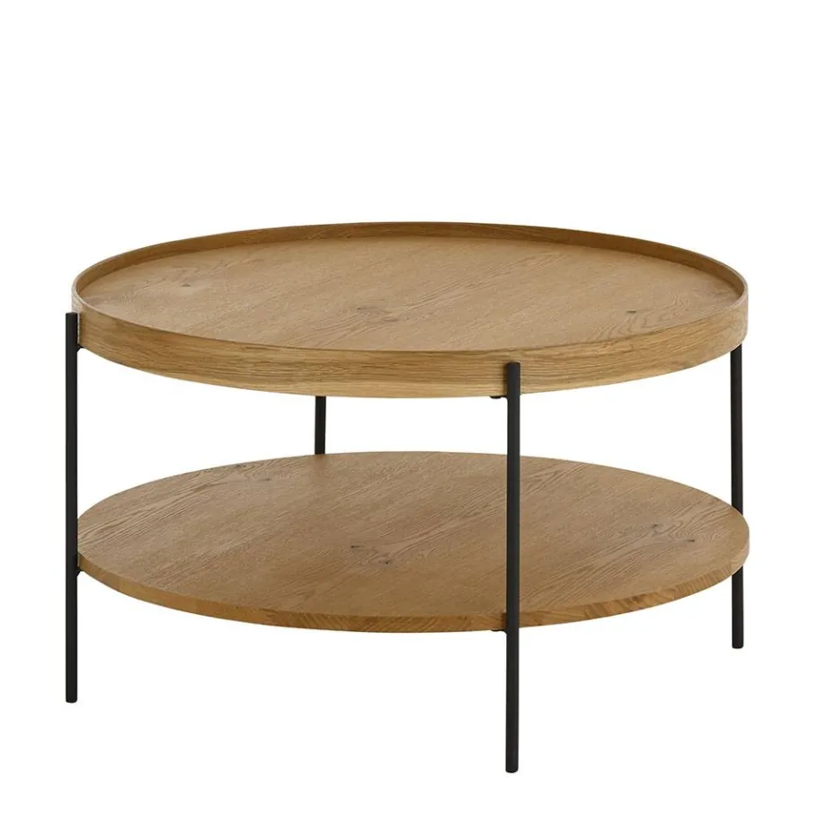 New Wohnen Couchtisch mit Ablage in Eiche Furnier - Abazi