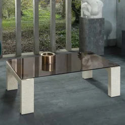 Wohnen Couchtisch mit Glasplatte in Bronze getönt - Finanun