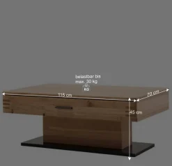 Hot Wohnen Couchtisch mit Säulenfuß und Schublade - Crupean