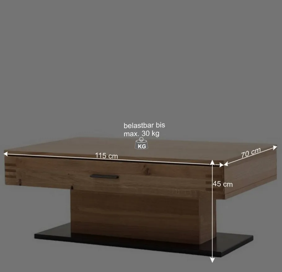 Hot Wohnen Couchtisch mit Säulenfuß und Schublade - Crupean