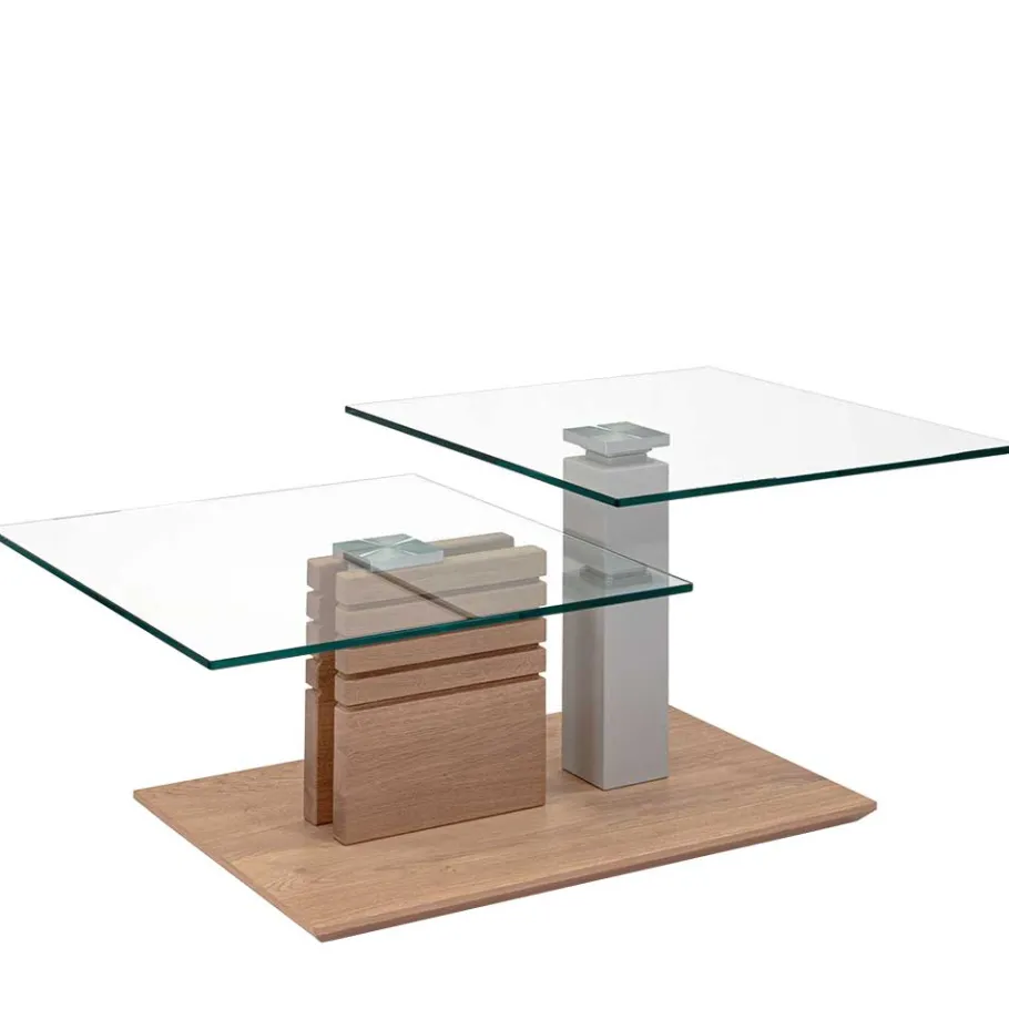 New Wohnen Couchtisch mit zwei Glasplatten modern - Olbiancas