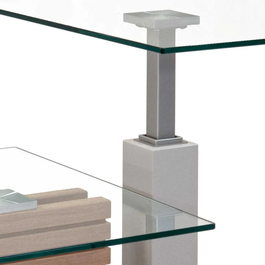 New Wohnen Couchtisch mit zwei Glasplatten modern - Olbiancas