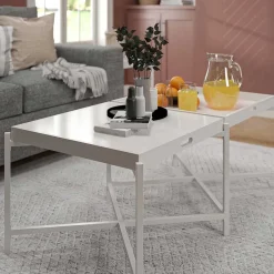 Clearance Wohnen Couchtisch mit zwei Tabletts in Weiß - Vereny