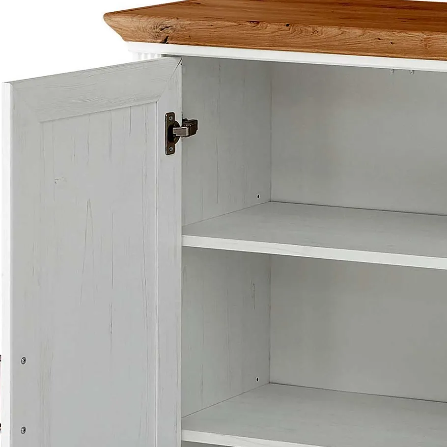Outlet Wohnen Country Style Anrichte in Weiß mit Eiche - Mehady