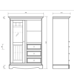 Outlet Wohnen Country Style Highboard in Weiß & Kiefer Natur - Vitablo