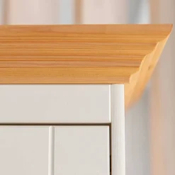 Outlet Wohnen Country Style Highboard in Weiß & Kiefer Natur - Vitablo