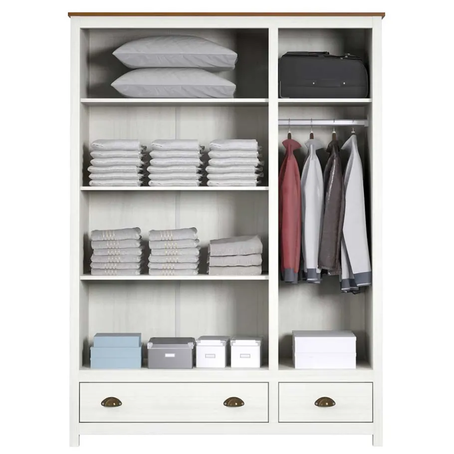 Discount Wohnen Country Style Kleiderschrank mit 2 Schubladen - Abelkav