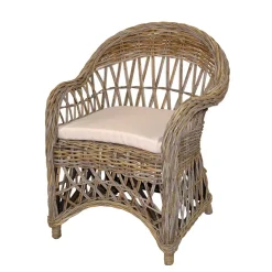 Outlet Wohnen Country Style Rattansessel in Grey Wash - Lazium