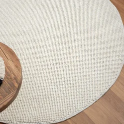Outlet Wohnen Cremeweißer Teppich in Rund 120 cm - Rema