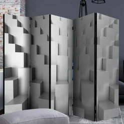Sale Wohnen 3D Effekt Paravent in Grau Weiß - Jule