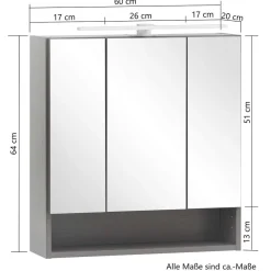 Online Wohnen 3D Spiegelschrank in Wildeiche Nachbildung - Tofias