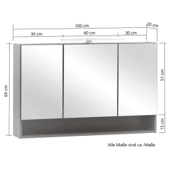 Online Wohnen 3D Spiegelschrank in Wildeiche Nachbildung - Tofias