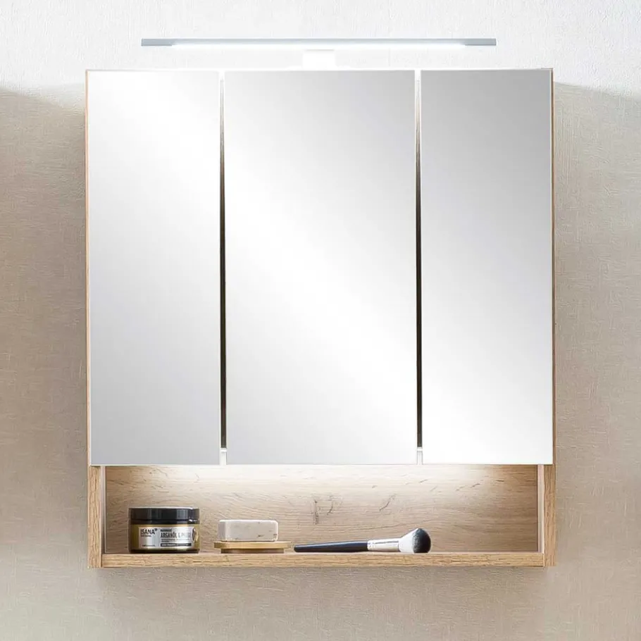 Online Wohnen 3D Spiegelschrank in Wildeiche Nachbildung - Tofias