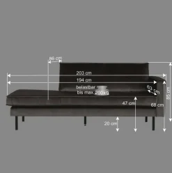 Outlet Wohnen Daybed Recamiere im Retro Look Nustra mit gelbem Samt