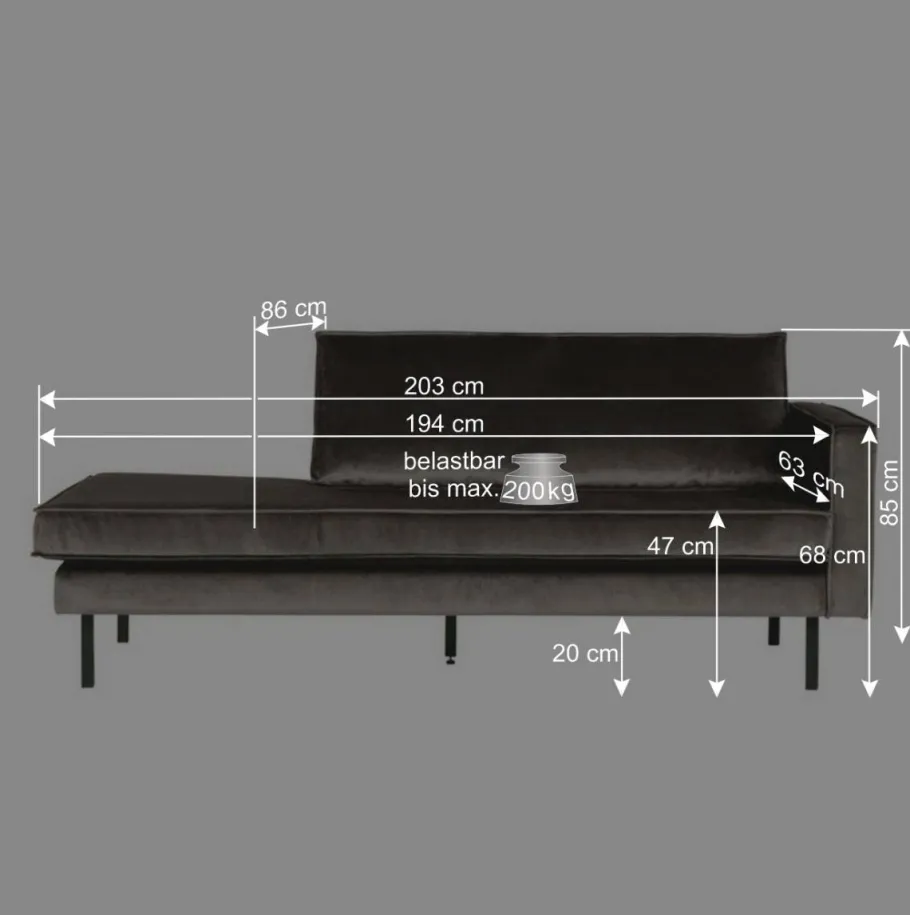 Outlet Wohnen Daybed Recamiere im Retro Look Nustra mit gelbem Samt