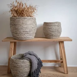 New Wohnen Dekorative Körbe aus Mais Geflecht - Artling (dreiteilig)