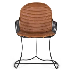 Best Wohnen Design Armlehnenstuhl aus Leder Hellbraun - Persia (2er Set)
