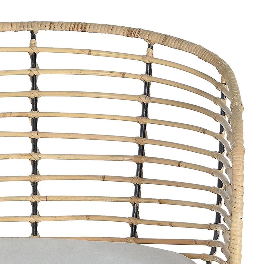 Online Wohnen Design Armlehnenstuhl in Rattan Natur und Schwarz - Adatto (2er Set)