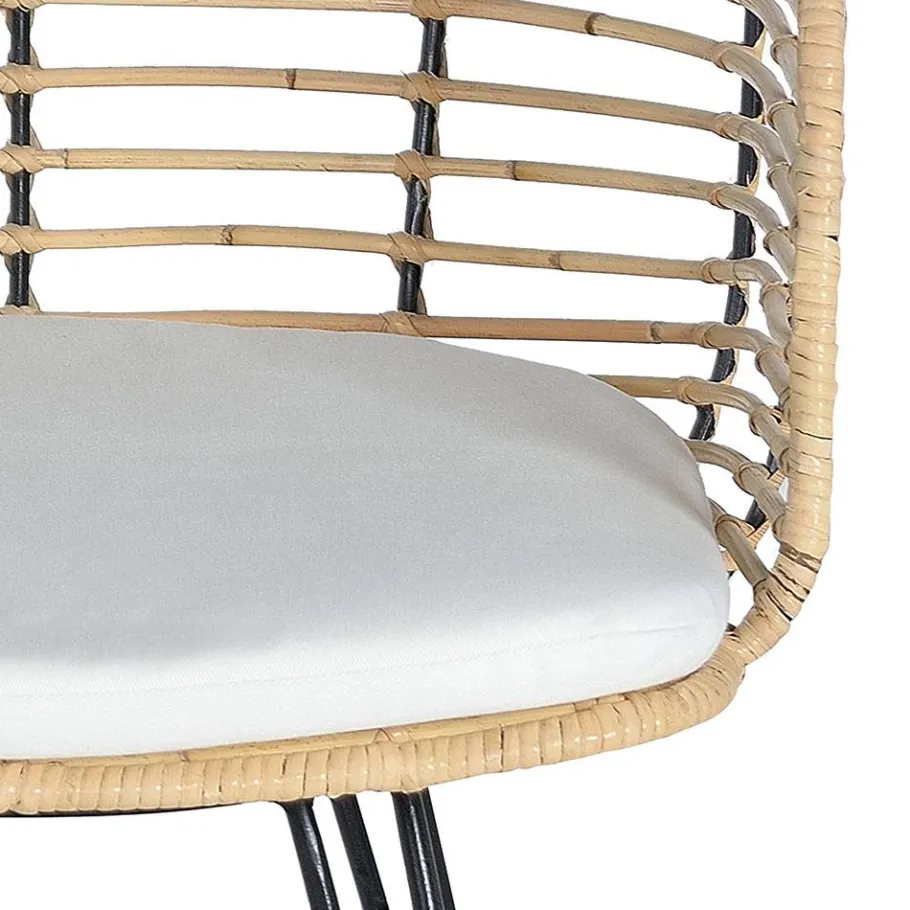 Online Wohnen Design Armlehnenstuhl in Rattan Natur und Schwarz - Adatto (2er Set)