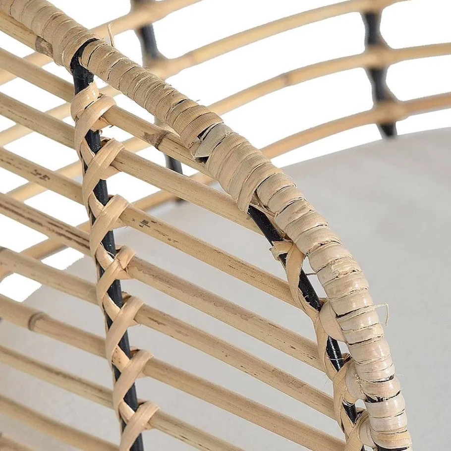 Online Wohnen Design Armlehnenstuhl in Rattan Natur und Schwarz - Adatto (2er Set)