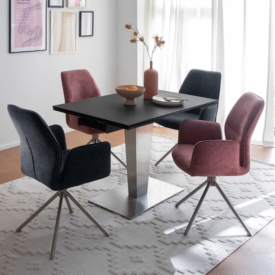 Discount Wohnen Design Ausziehtisch aus Glas und Keramik - Lagorene