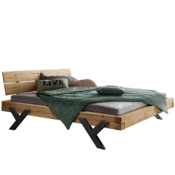 Online Wohnen Design Balkenbett aus Fichte rustikal - Rucia
