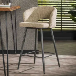 Clearance Wohnen Design Barstuhl aus Boucle in Beige - Ludizia (2er Set)