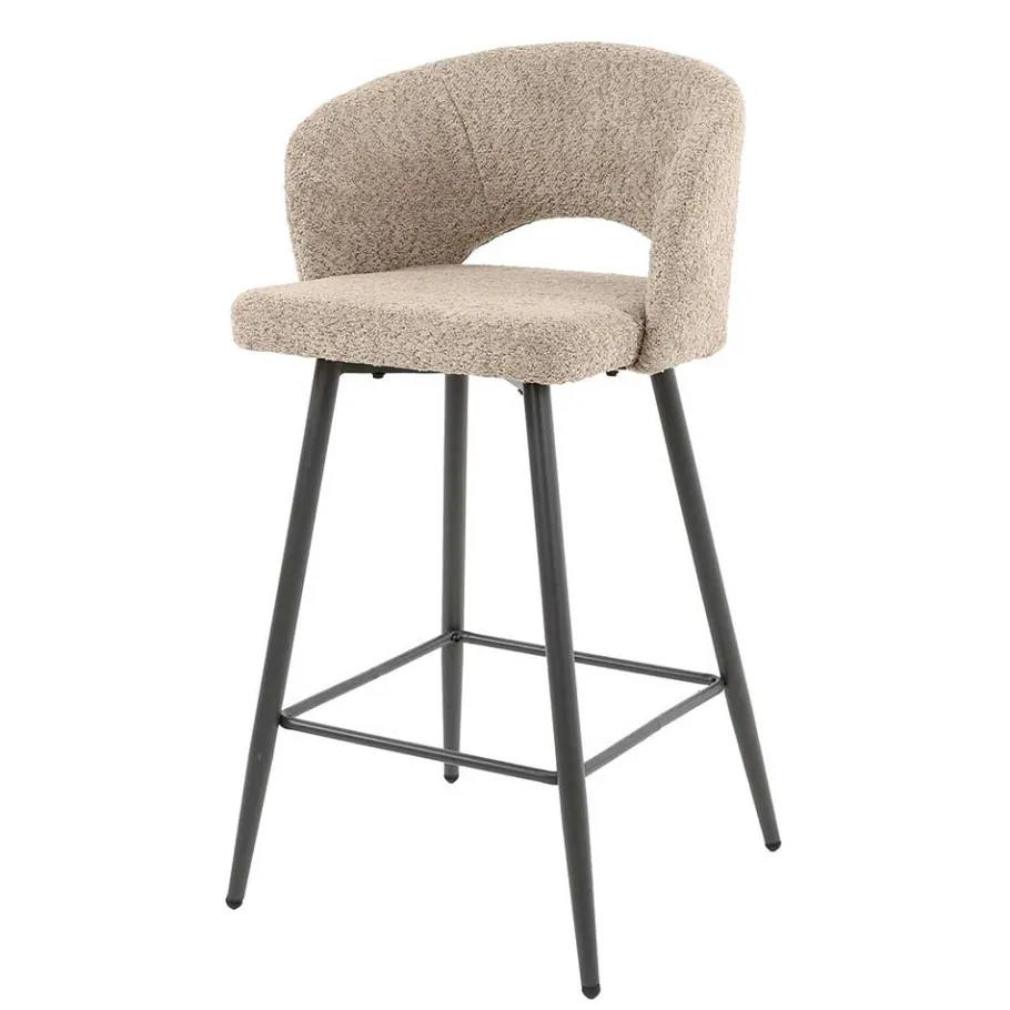 Clearance Wohnen Design Barstuhl aus Boucle in Beige - Ludizia (2er Set)