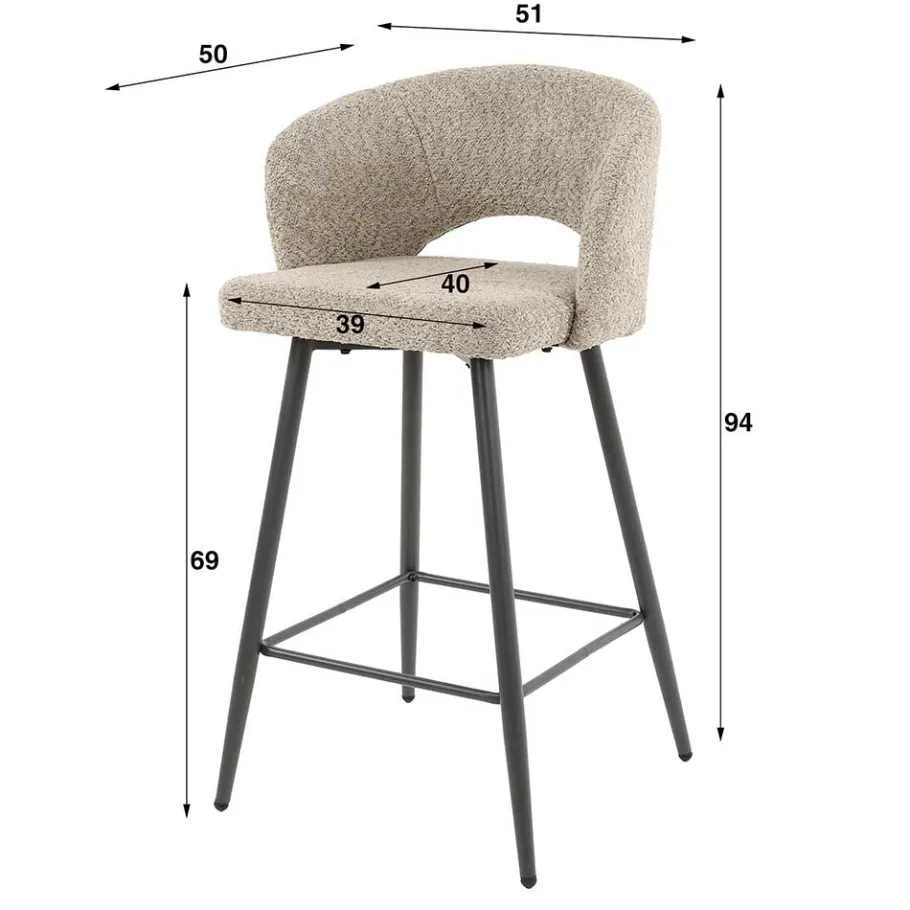 Clearance Wohnen Design Barstuhl aus Boucle in Beige - Ludizia (2er Set)