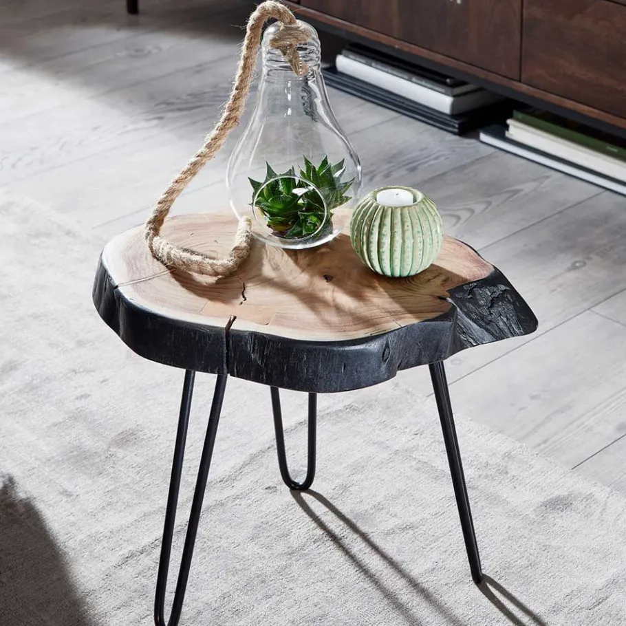 Hot Wohnen Design Beistelltisch aus Baumscheibe Akazie - Nava